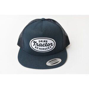Drink Tractor Beverages Trucker Hat Snapback Cap Mesh Navy Blue NEW